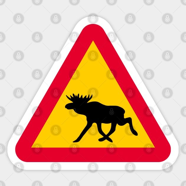 Warning sign from Sweden Moose Elk Sticker by 66LatitudeNorth